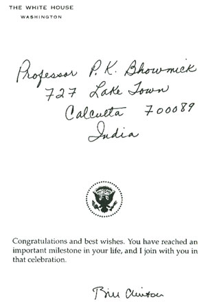 Appreciation letter of Bill Clinton (former President - United States of America) 