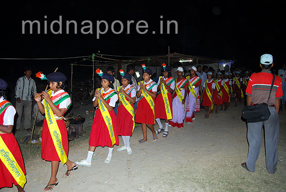 Rasmela  Procession by school students at the opening ceremony , Moyna Garh, East Medinipur. Photo: Arindam Bhowmik